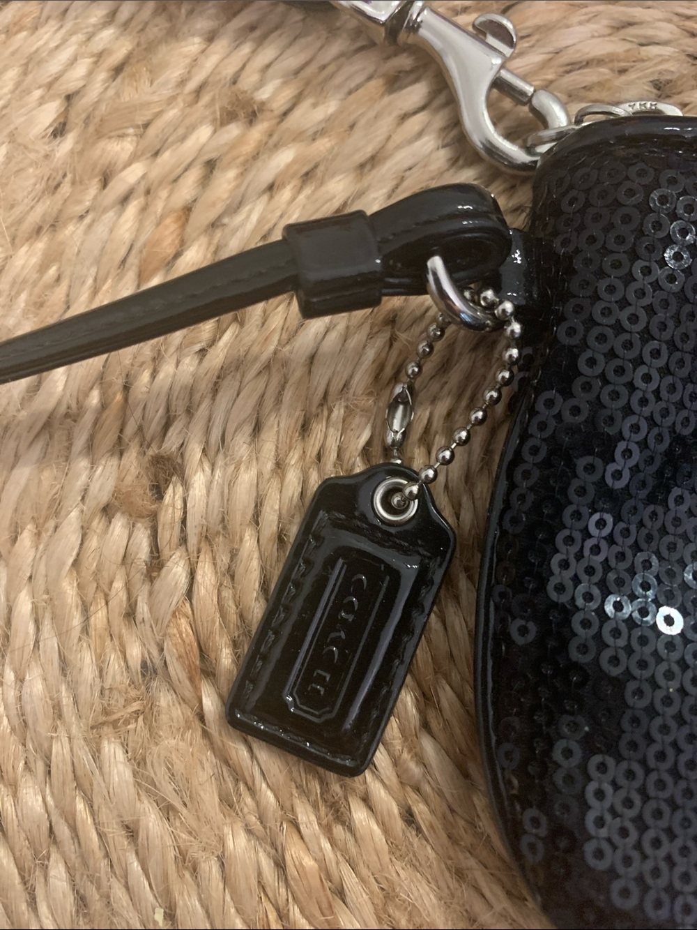 Coach Black Sequin Wristlet with coach hangtag party bag! - Picture 4 of 7
